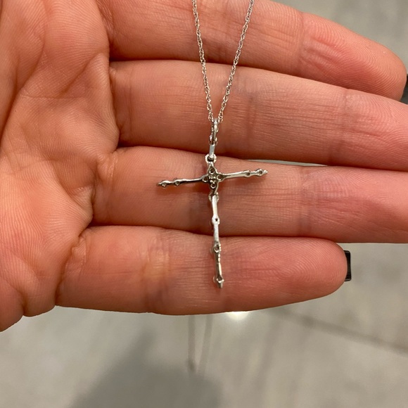 100% natural diamond 10K white gold necklace - Picture 4 of 5